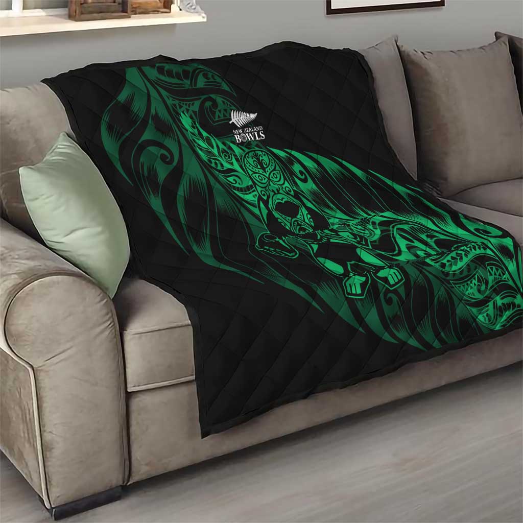 New Zealand Lawn Bowls Quilt Green Maori Warrior Tribal Silver Fern LT9 - Polynesian Pride