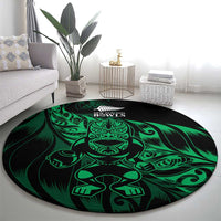 New Zealand Lawn Bowls Round Carpet Green Maori Warrior Tribal Silver Fern LT9 - Polynesian Pride