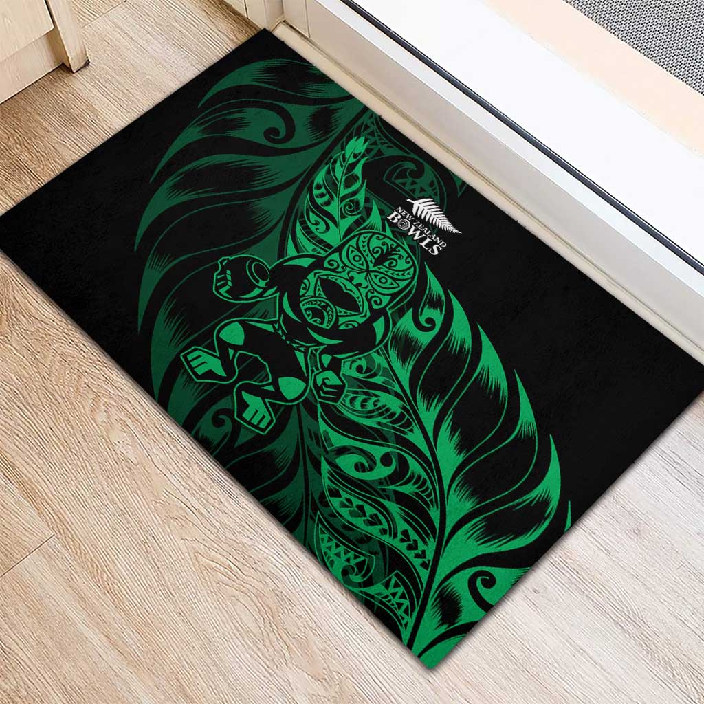 New Zealand Lawn Bowls Rubber Doormat Green Maori Warrior Tribal Silver Fern LT9 - Polynesian Pride