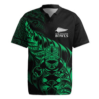 New Zealand Lawn Bowls Custom Rugby Jersey Green Maori Warrior Tribal Silver Fern LT9 Green - Polynesian Pride