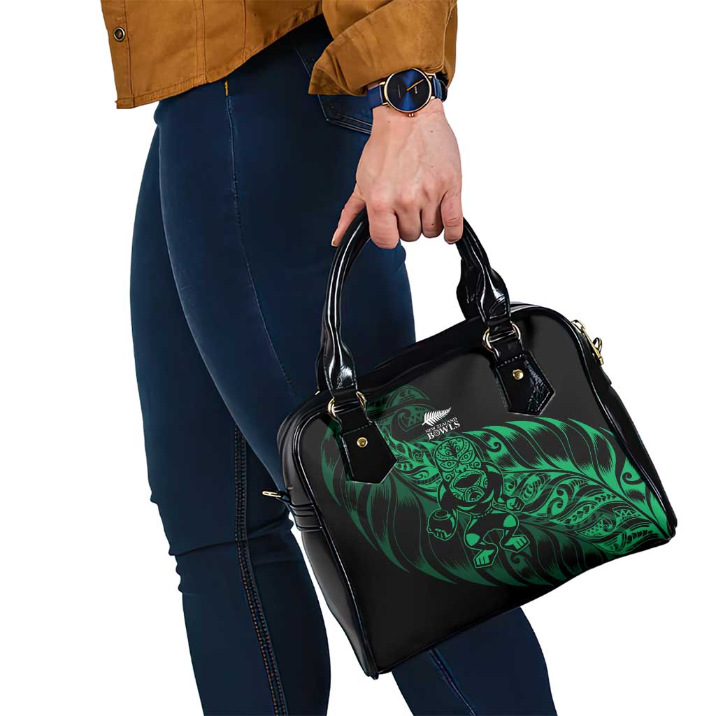 New Zealand Lawn Bowls Shoulder Handbag Green Maori Warrior Tribal Silver Fern LT9 - Polynesian Pride