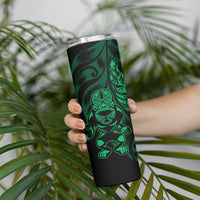 New Zealand Lawn Bowls Custom Skinny Tumbler Green Maori Warrior Tribal Silver Fern LT9 - Polynesian Pride