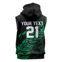 New Zealand Lawn Bowls Custom Sleeveless Zip Hoodie Green Maori Warrior Tribal Silver Fern LT9 - Polynesian Pride