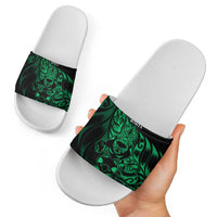 New Zealand Lawn Bowls Slide Sandals Green Maori Warrior Tribal Silver Fern LT9 - Polynesian Pride