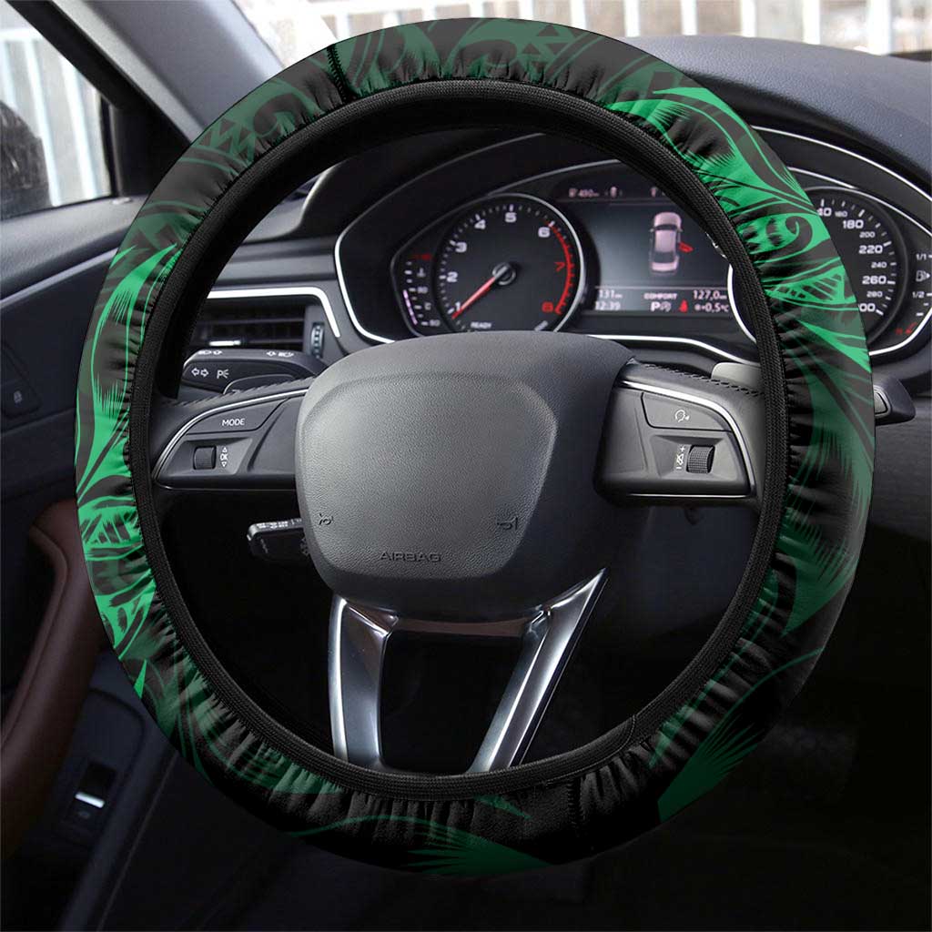 New Zealand Lawn Bowls Steering Wheel Cover Green Maori Warrior Tribal Silver Fern LT9 - Polynesian Pride