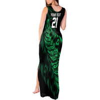 New Zealand Lawn Bowls Custom Tank Maxi Dress Green Maori Warrior Tribal Silver Fern LT9 - Polynesian Pride