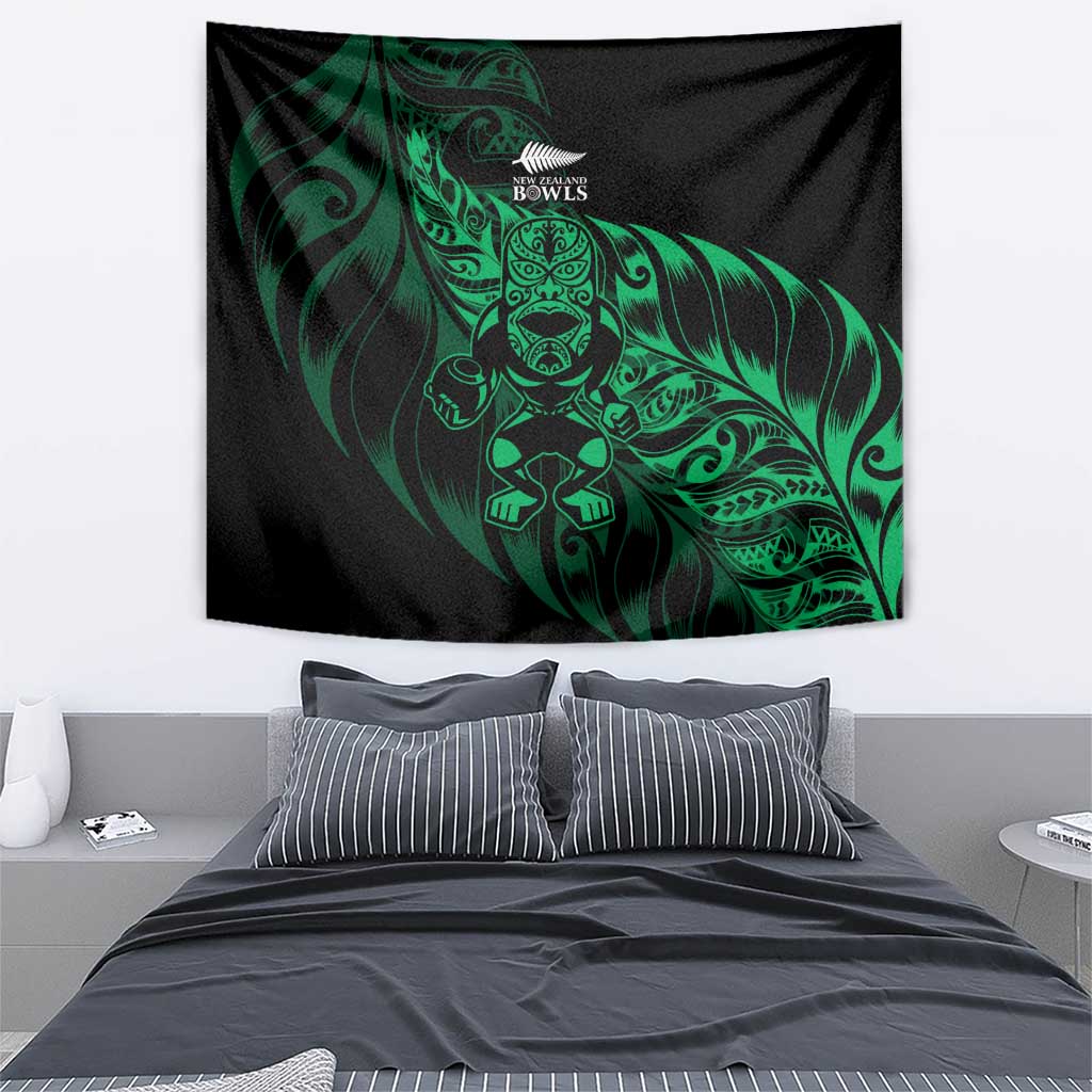 New Zealand Lawn Bowls Tapestry Green Maori Warrior Tribal Silver Fern LT9 - Polynesian Pride
