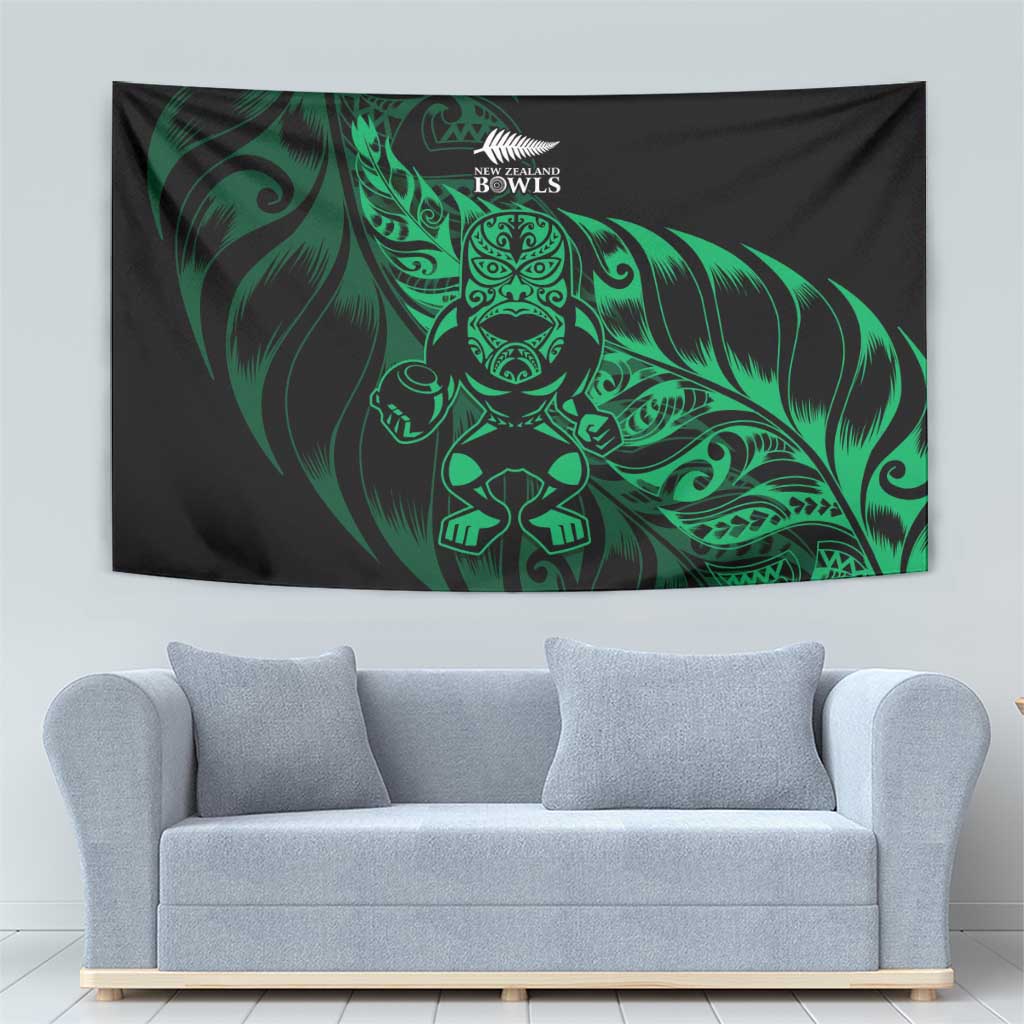 New Zealand Lawn Bowls Tapestry Green Maori Warrior Tribal Silver Fern LT9 - Polynesian Pride