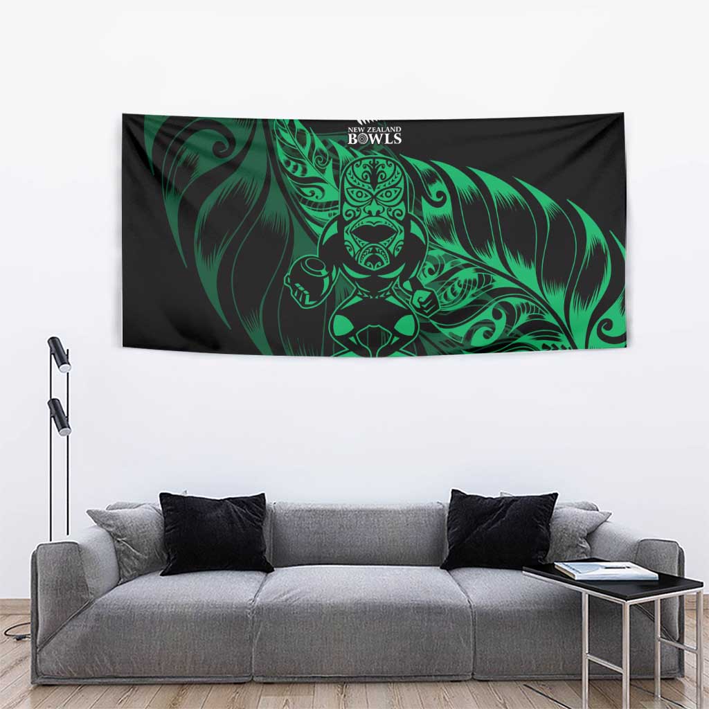 New Zealand Lawn Bowls Tapestry Green Maori Warrior Tribal Silver Fern LT9 - Polynesian Pride