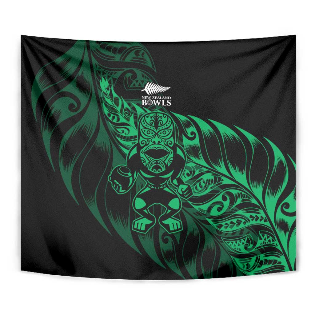 New Zealand Lawn Bowls Tapestry Green Maori Warrior Tribal Silver Fern LT9 - Polynesian Pride