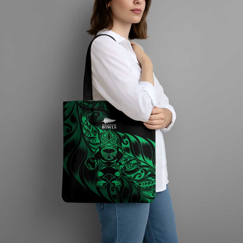 New Zealand Lawn Bowls Tote Bag Green Maori Warrior Tribal Silver Fern LT9 - Polynesian Pride