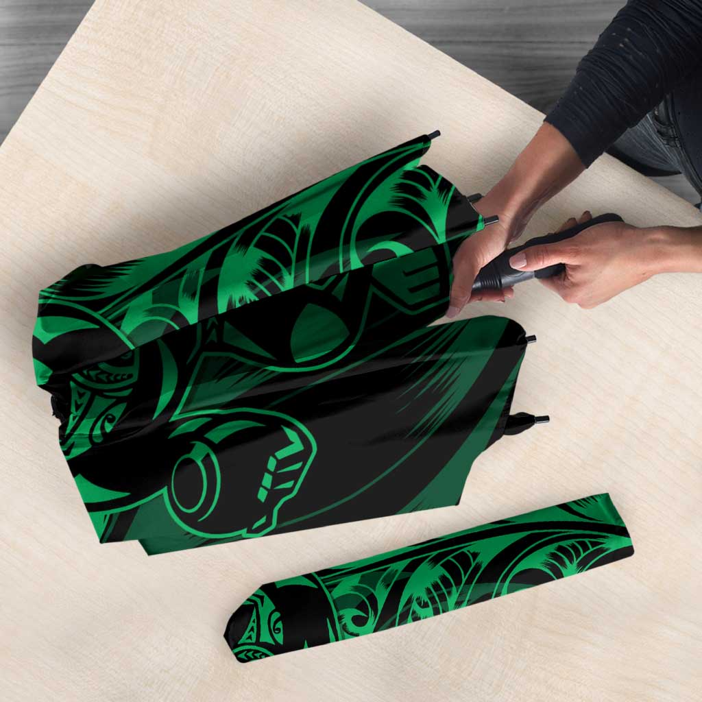 New Zealand Lawn Bowls Umbrella Green Maori Warrior Tribal Silver Fern LT9 - Polynesian Pride