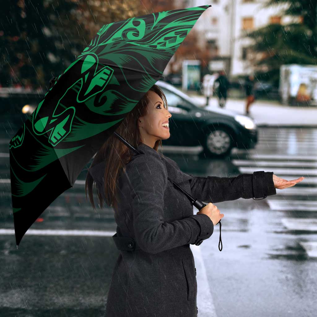 New Zealand Lawn Bowls Umbrella Green Maori Warrior Tribal Silver Fern LT9 - Polynesian Pride