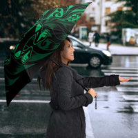 New Zealand Lawn Bowls Umbrella Green Maori Warrior Tribal Silver Fern LT9 - Polynesian Pride