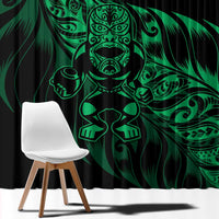 New Zealand Lawn Bowls Window Curtain Green Maori Warrior Tribal Silver Fern LT9 - Polynesian Pride