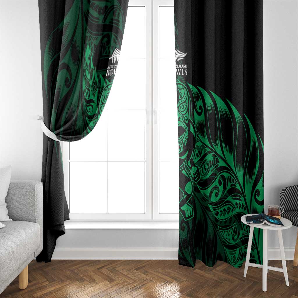 New Zealand Lawn Bowls Window Curtain Green Maori Warrior Tribal Silver Fern LT9 - Polynesian Pride
