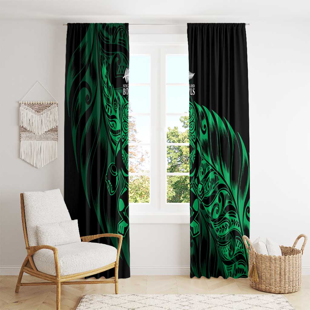New Zealand Lawn Bowls Window Curtain Green Maori Warrior Tribal Silver Fern LT9 - Polynesian Pride