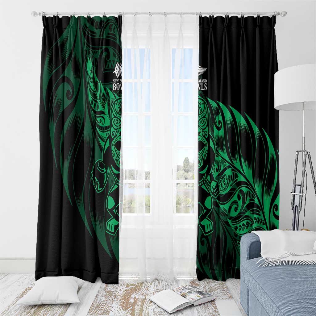 New Zealand Lawn Bowls Window Curtain Green Maori Warrior Tribal Silver Fern LT9 - Polynesian Pride