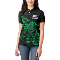 New Zealand Lawn Bowls Custom Women Polo Shirt Green Maori Warrior Tribal Silver Fern LT9 - Polynesian Pride