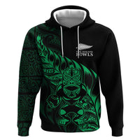 New Zealand Lawn Bowls Custom Zip Hoodie Green Maori Warrior Tribal Silver Fern LT9 Pullover Hoodie Green - Polynesian Pride
