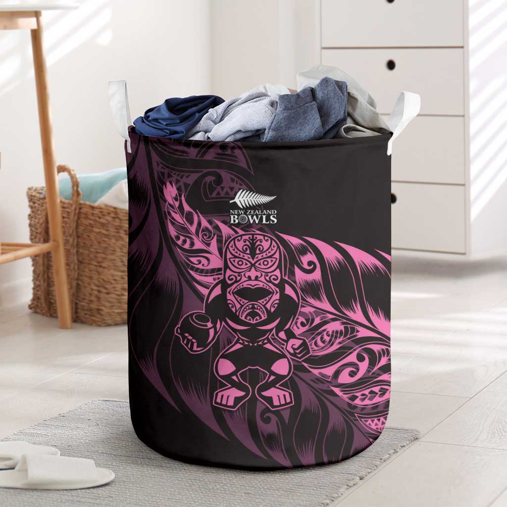 New Zealand Lawn Bowls Laundry Basket Pink Maori Warrior Tribal Silver Fern LT9 Pink - Polynesian Pride