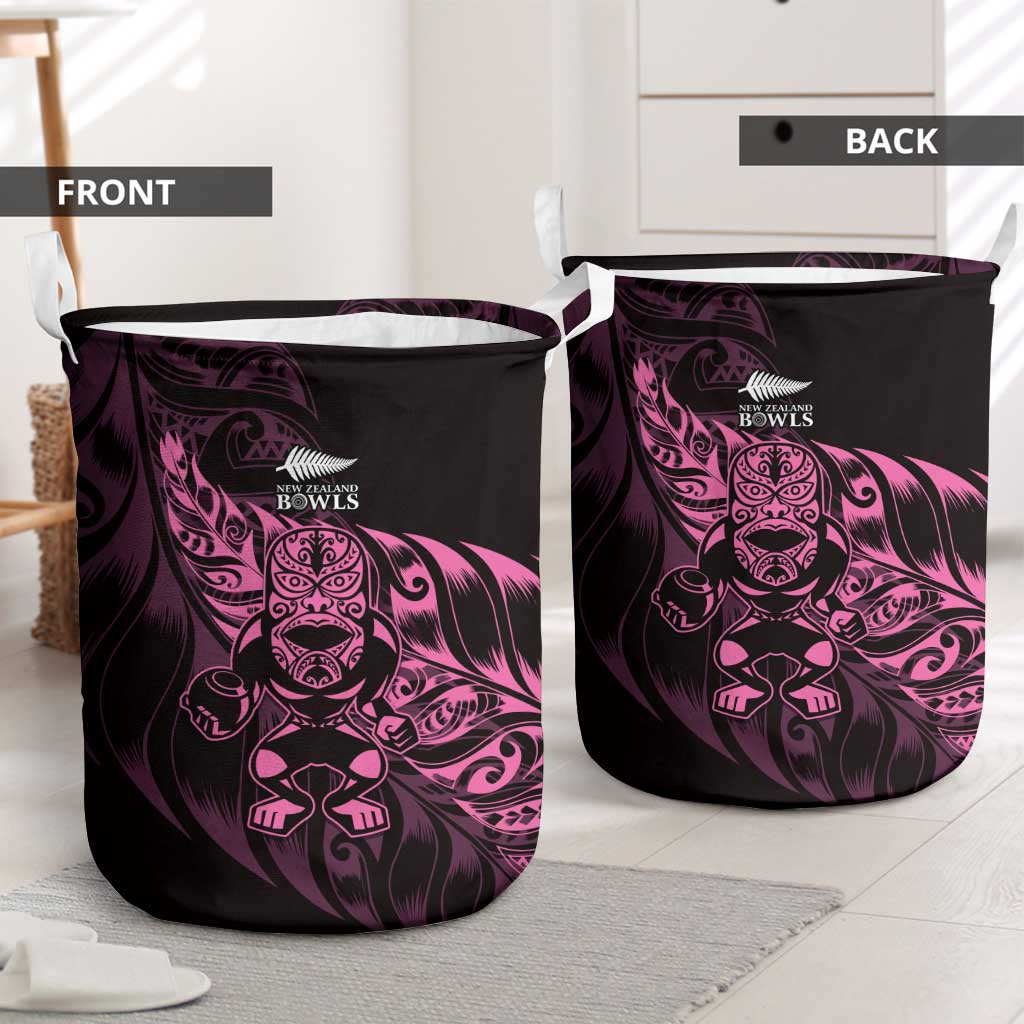 New Zealand Lawn Bowls Laundry Basket Pink Maori Warrior Tribal Silver Fern LT9 - Polynesian Pride