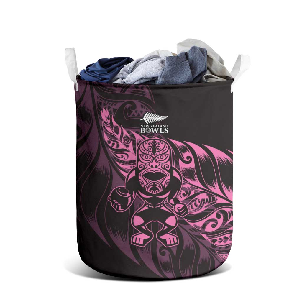 New Zealand Lawn Bowls Laundry Basket Pink Maori Warrior Tribal Silver Fern LT9 - Polynesian Pride