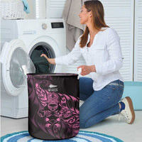 New Zealand Lawn Bowls Laundry Basket Pink Maori Warrior Tribal Silver Fern LT9 - Polynesian Pride