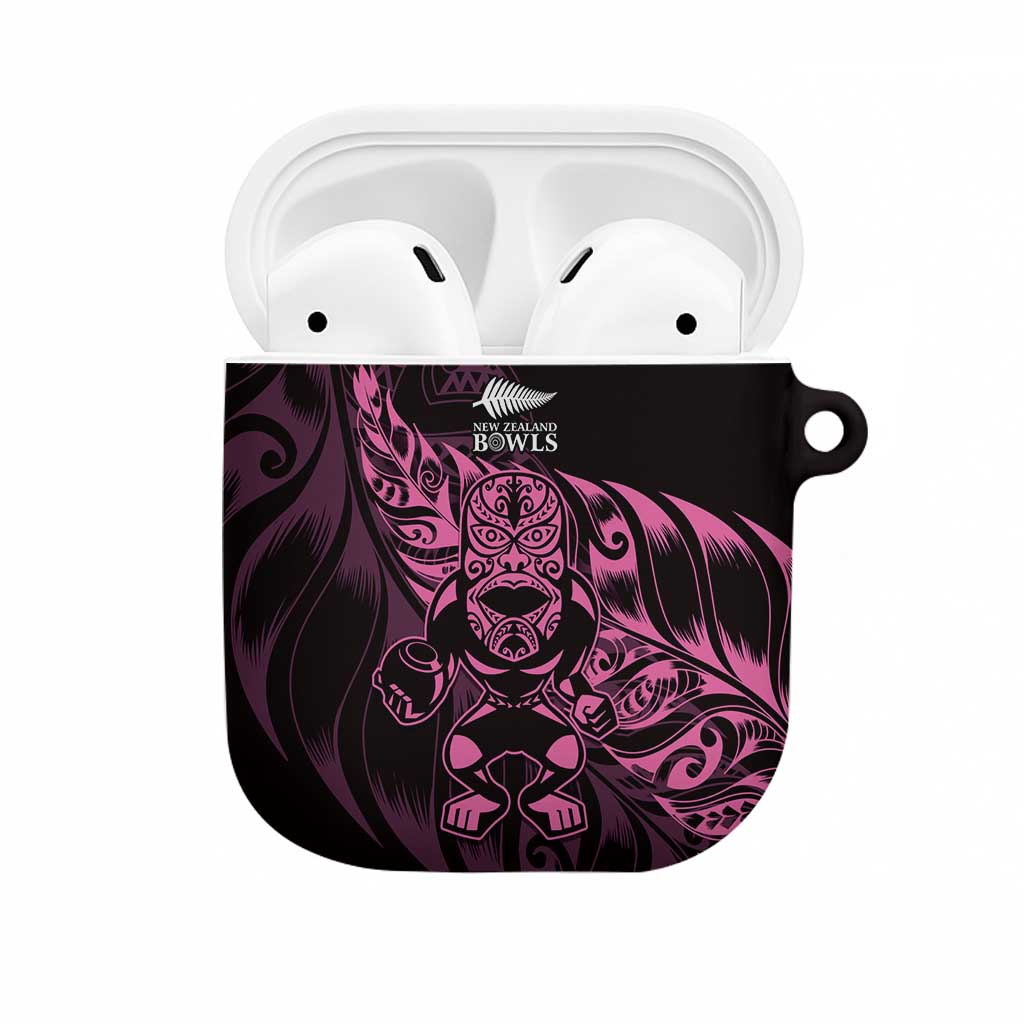 New Zealand Lawn Bowls AirPods Case Pink Maori Warrior Tribal Silver Fern LT9 Pink - Polynesian Pride