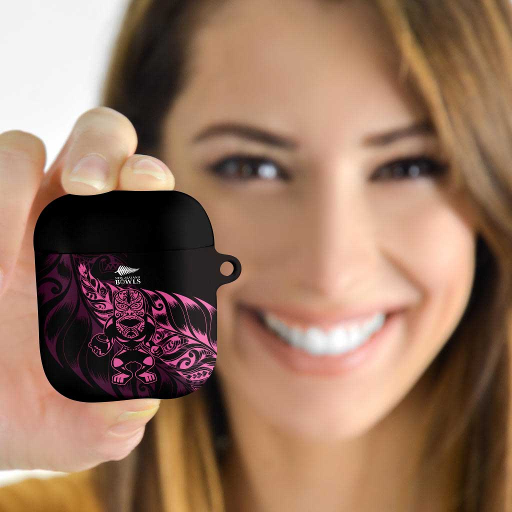 New Zealand Lawn Bowls AirPods Case Pink Maori Warrior Tribal Silver Fern LT9 - Polynesian Pride