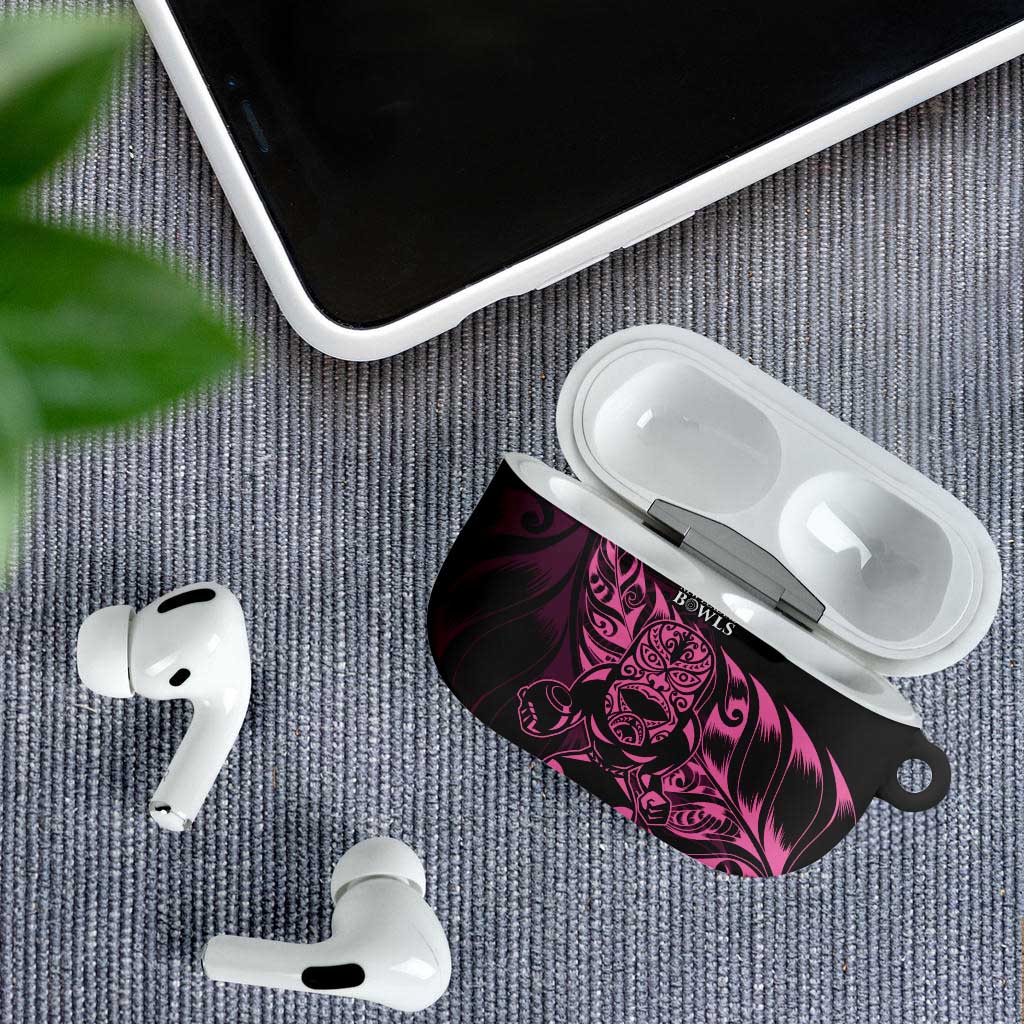New Zealand Lawn Bowls AirPods Case Pink Maori Warrior Tribal Silver Fern LT9 - Polynesian Pride