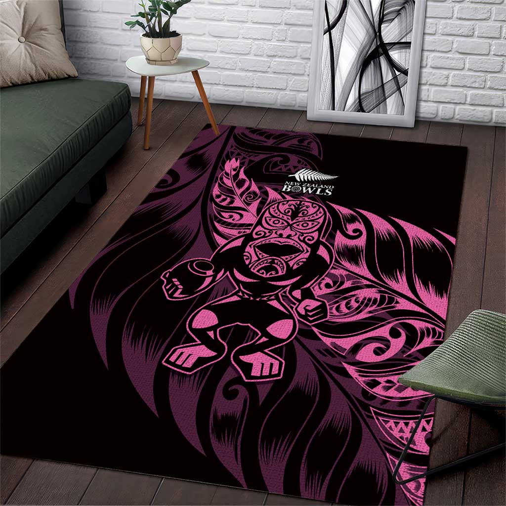 New Zealand Lawn Bowls Area Rug Pink Maori Warrior Tribal Silver Fern - Polynesian Pride
