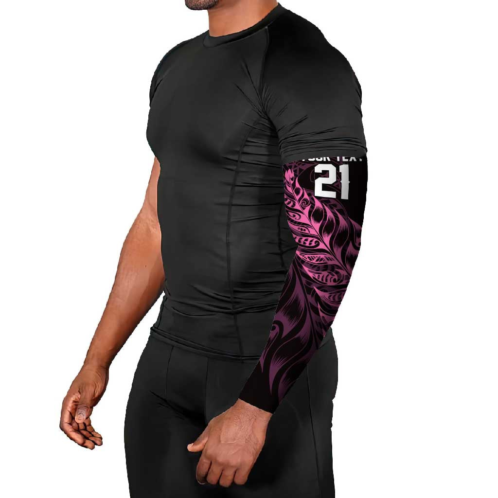 New Zealand Lawn Bowls Custom Arm Sleeves Pink Maori Warrior Tribal Silver Fern LT9 - Polynesian Pride