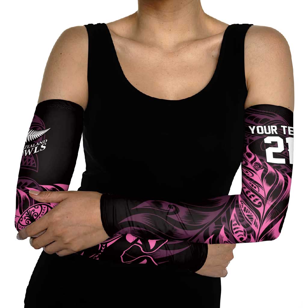 New Zealand Lawn Bowls Custom Arm Sleeves Pink Maori Warrior Tribal Silver Fern LT9 - Polynesian Pride