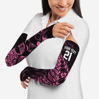 New Zealand Lawn Bowls Custom Arm Sleeves Pink Maori Warrior Tribal Silver Fern LT9 - Polynesian Pride