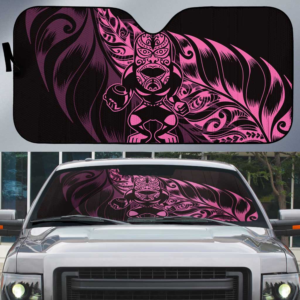 New Zealand Lawn Bowls Auto Sun Shade Pink Maori Warrior Tribal Silver Fern LT9 Pink - Polynesian Pride