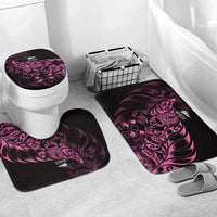 New Zealand Lawn Bowls Bathroom Set Pink Maori Warrior Tribal Silver Fern LT9 Mat Set Only (3 pcs) One Size Pink - Polynesian Pride