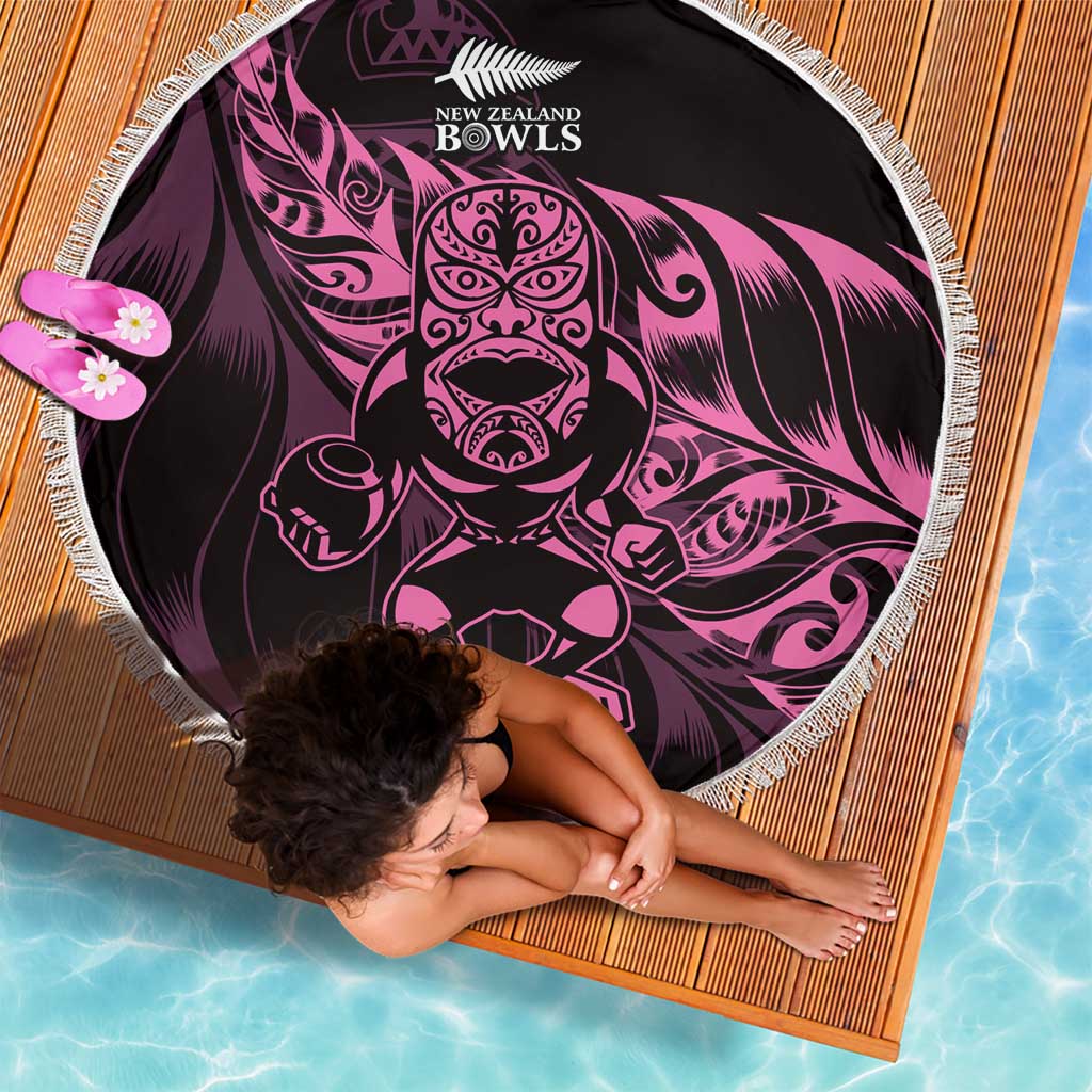 New Zealand Lawn Bowls Beach Blanket Pink Maori Warrior Tribal Silver Fern LT9 - Polynesian Pride