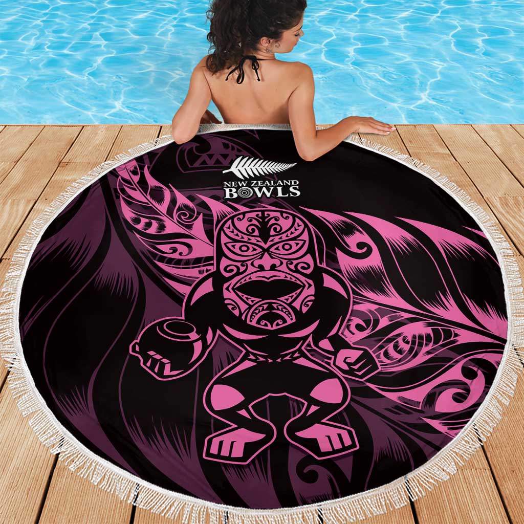 New Zealand Lawn Bowls Beach Blanket Pink Maori Warrior Tribal Silver Fern LT9 - Polynesian Pride