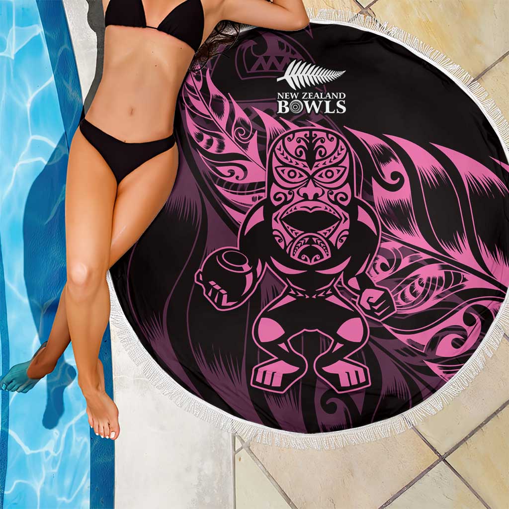 New Zealand Lawn Bowls Beach Blanket Pink Maori Warrior Tribal Silver Fern LT9 - Polynesian Pride
