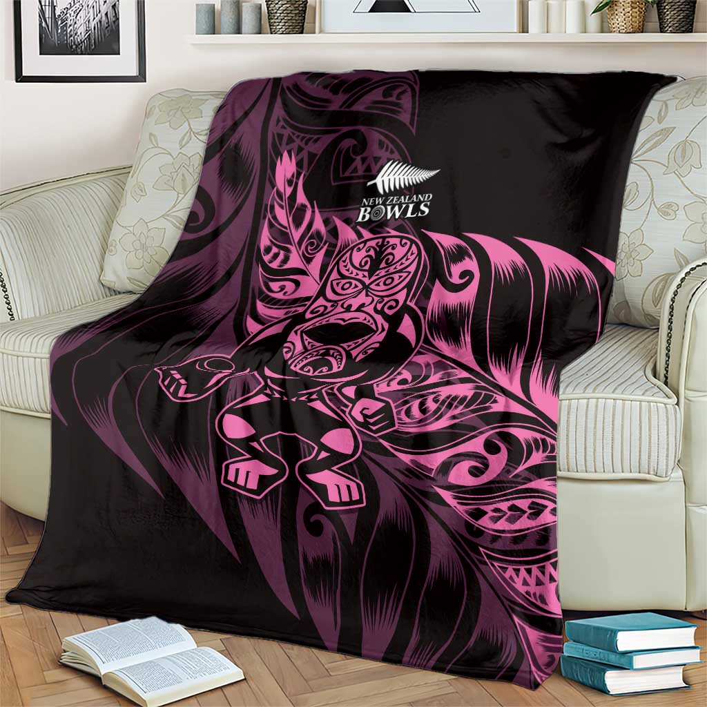 New Zealand Lawn Bowls Blanket Pink Maori Warrior Tribal Silver Fern - Polynesian Pride