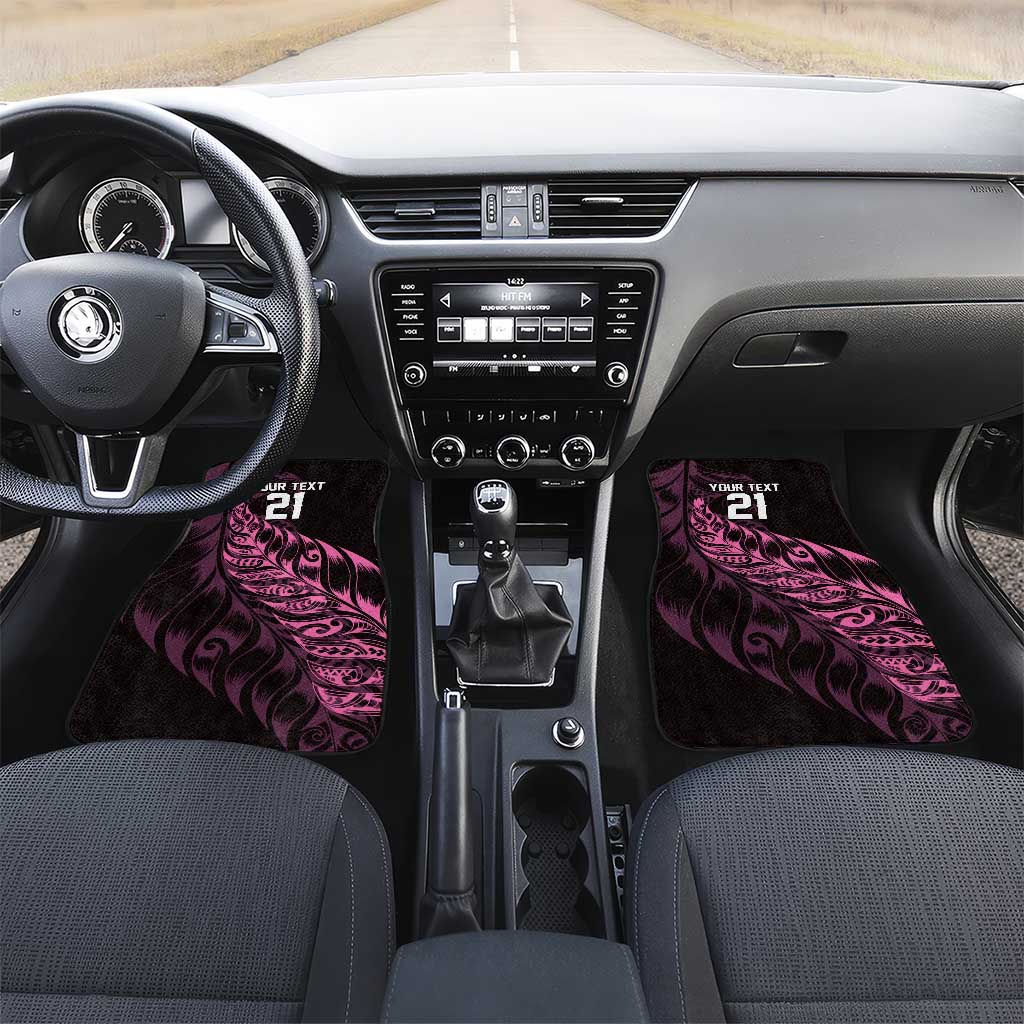 New Zealand Lawn Bowls Custom Car Mats Pink Maori Warrior Tribal Silver Fern LT9 Set 2pcs - Front Pink - Polynesian Pride