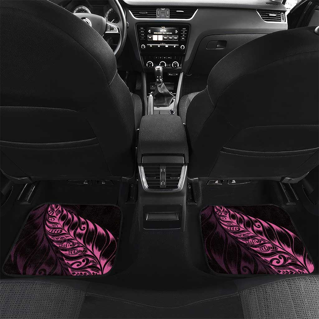 New Zealand Lawn Bowls Custom Car Mats Pink Maori Warrior Tribal Silver Fern LT9 Set 2pcs - Back Pink - Polynesian Pride