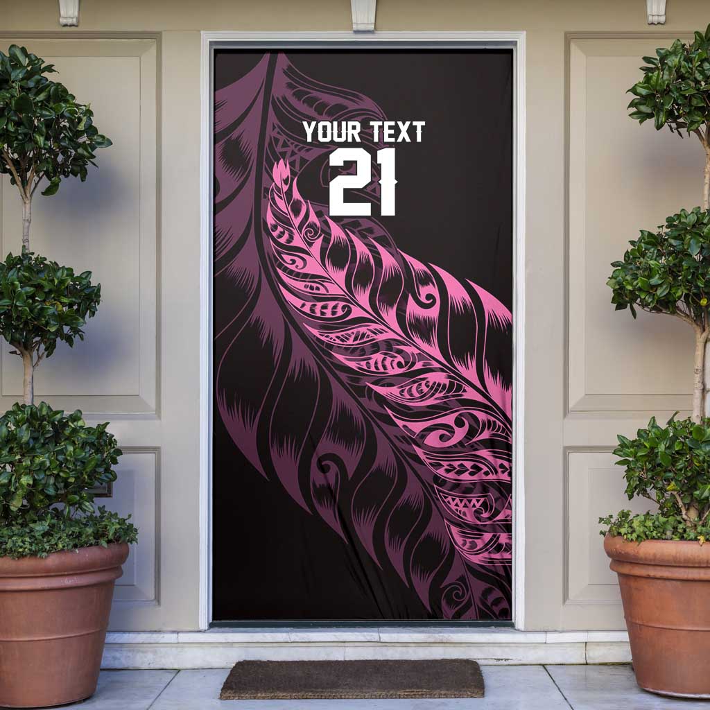 New Zealand Lawn Bowls Custom Door Cover Pink Maori Warrior Tribal Silver Fern LT9 Pink - Polynesian Pride