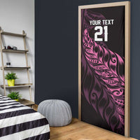 New Zealand Lawn Bowls Custom Door Cover Pink Maori Warrior Tribal Silver Fern LT9 - Polynesian Pride