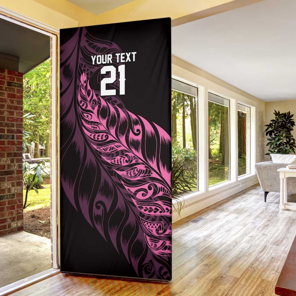 New Zealand Lawn Bowls Custom Door Cover Pink Maori Warrior Tribal Silver Fern LT9 - Polynesian Pride