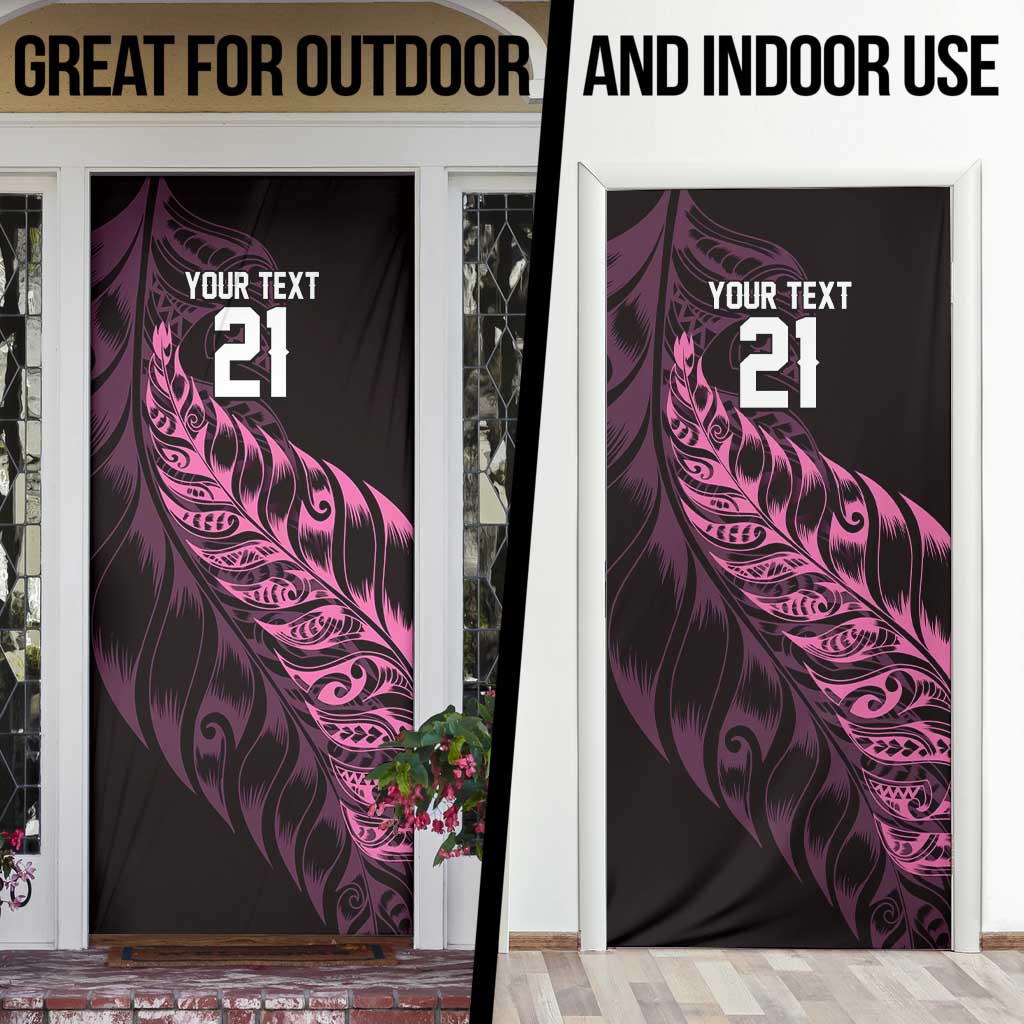 New Zealand Lawn Bowls Custom Door Cover Pink Maori Warrior Tribal Silver Fern LT9 - Polynesian Pride