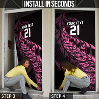 New Zealand Lawn Bowls Custom Door Cover Pink Maori Warrior Tribal Silver Fern LT9 - Polynesian Pride