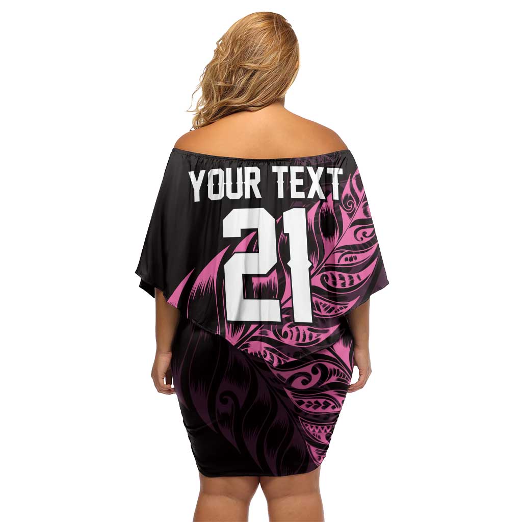 New Zealand Lawn Bowls Custom Family Matching Off Shoulder Short Dress and Hawaiian Shirt Pink Maori Warrior Tribal Silver Fern LT9 - Polynesian Pride