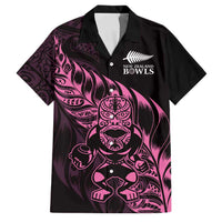 New Zealand Lawn Bowls Custom Family Matching Summer Maxi Dress and Hawaiian Shirt Pink Maori Warrior Tribal Silver Fern LT9 Dad's Shirt - Short Sleeve Pink - Polynesian Pride